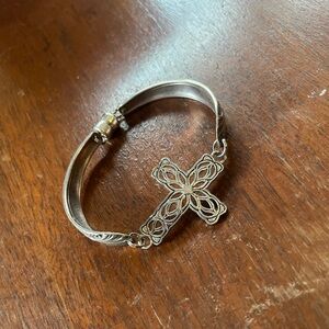 Vintage metal cross fork bracelet